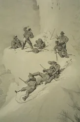 A Fall on the Ascent, from Ten Scenes in the Last Ascent of Mont Blanc Including Five Views from the Summit
